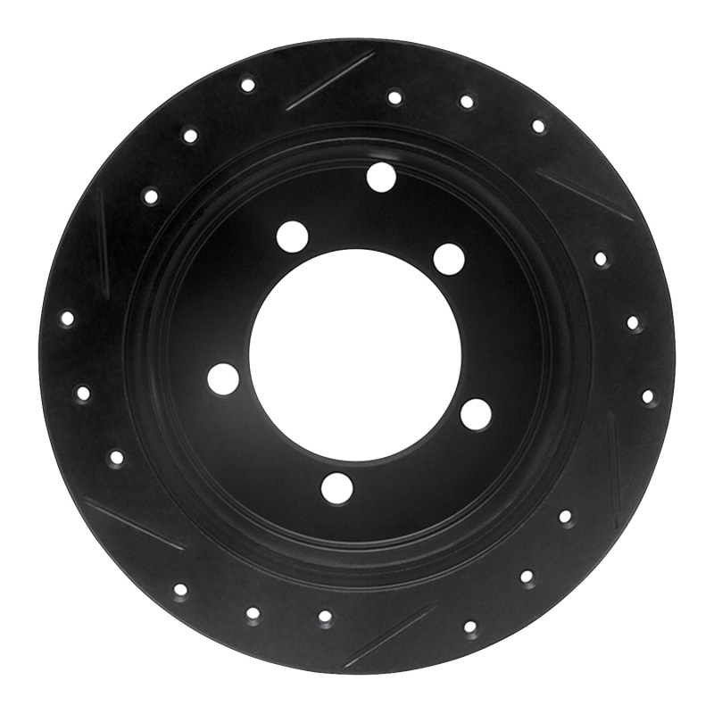 Mitsubishi Diamante Brake Rotor (1) - Rear Right - R1 Concepts - Drilled & Slotted - Black - `97-`04